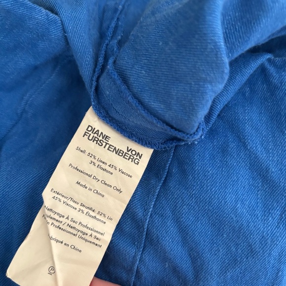 Diane Von Furstenberg Women's Size 2 Blue Linen Blend Pants - Picture 3 of 5